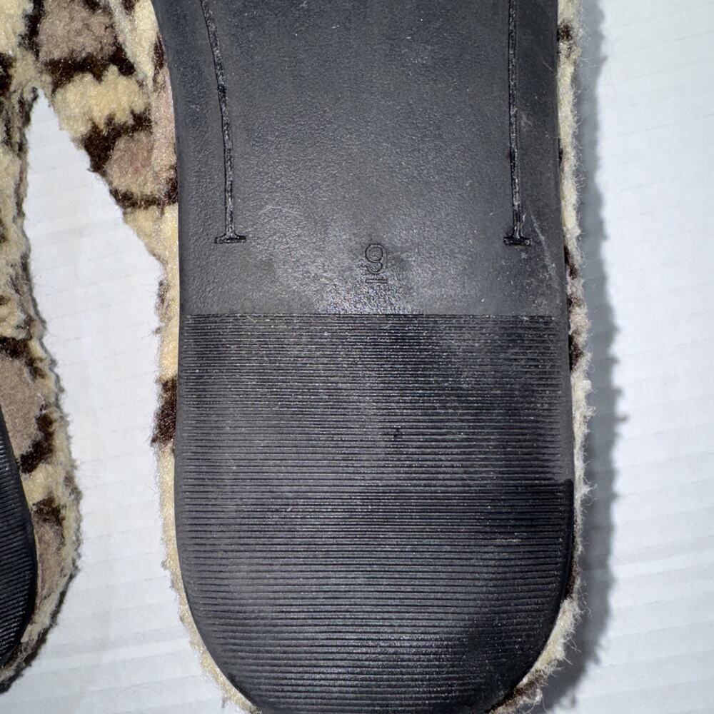 Old Navy Platform Slippers Big Leopard Fluffy Sherpa Open Toe Womens Sz 9 - Picture 7 of 7